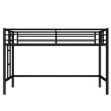 Twin Size Metal Loft Bed, Loft Bed with Easy Climbing Ladder and Guardrails for Kids, Black W1580P309651