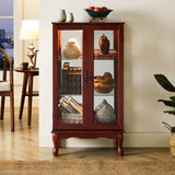 Curio Cabinet Lighted Curio Diapaly Cabinet with Adjustable Shelves and Mirrored Back Panel, W169392181