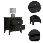 ZUN Breeze Four-Legged Modern Bedroom Nightstand, with Two Drawers B128P148671