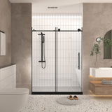 Frameless shower door 56-60 "W x 76" H, 1/4 " Clear Tempered Glass, Explosion Proof Film, W1675P306962