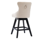 Swivel Velvet Barstools with Button Tufted Decoration and Wooden Legs, and Chrome Nailhead Trim, W1143P241329