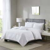 Full/Queen 4 Piece Cotton Seersucker Duvet Cover Set B035129170