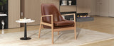U-Can PU Leather Accent, Mid-Century Modern Armchair with Solid Wood Frame, Reading Leisure N724P256555D