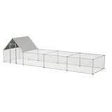 ZUN 26'Lx6.7'Wx6.6' ft Large Metal Chicken Coop, Walk-in Chicken Run, Galvanized Wire Poultry Chicken W2505P197224