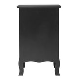 2pcs 40*30*63cm Country Style MDF Spray Paint Curved Feet One Draw One Door Night Table Black 71595633