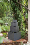 ZUN 19.7x19.7x41.7" Gray Cement 4 Tier Block Water Fountain Outdoor W2078P178867