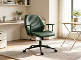 Vintage Leather Office Desk Chair, Padded Arms, 360&deg Swivel & Adjustable Height, Green 41095321