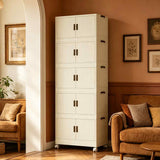 3 Tier Large Foldable Storage Cabinet with Wheels,Stackable Organizer Box for Kitchen Bathroom 13772375