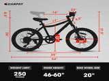 S20101 20 Inch Kids' Bike, Boys Girls Mountain Bike Ages 8-12, 7 Speed Teenager Children Kids' W2563P165474