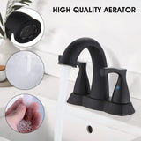 2 Handle 4 Inch Centerset Bathroom Sink Faucet with Pop-Up Drain, Matte Black W122460800