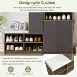 ZUN ON-TREND 2-in-1 Shoe Storage Bench & Shoe Cabinets
, Multi-functional Shoe Rack with Padded Seat, WF314405AAE