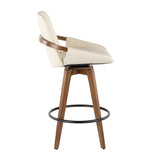 Cosmo Mid-Century Counter Stool in Walnut and Cream Faux Leather by LumiSource B202P222362