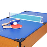 ZUN 5-in-1 Multi-Game Table - Billiards, Push Hockey, Foosball, Ping Pong, and Basketball brown /blue W465P164156