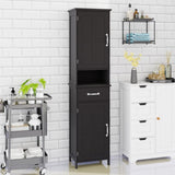 ZUN Double Door Narrow Height Slim Floor Standing Cabinet with 2 Adjustable Shelves-Black W282P171953