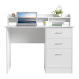 ZUN FCH 110*50*95cm Particleboard Paste Triamine Desktop Storage Layer Three Drawers Computer Desk White 37862423