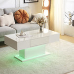 ZUN Modern LED Coffee Table with Drawer and 16 Colors LED Lights, High Glossy Coffee End Table for 62671709