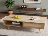 Modern Coffee Table with Storage,41.3 Inch Rectangle Wooden Accent Center Tables with Sliding PE 62383272