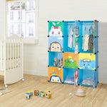 ZUN 4-Layer 12-Grid 2-Hanging Rod Magic Cube Wardrobe, Plastic + Steel Wire Material with Animal 30978440