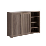 ZUN Entryway 4- Tier Organizing Storage Cabinet, Double Door Wooden Shoe Cabinet, Dark Taupe B107130979