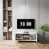 Modern TV Stand with Wave-Design Doors, Open Shelf & Adjustable Shelf - Stylish and Functional for W3151P288928