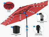 10ft 3-Tier Solar LED Patio Umbrella with Tilt Adjustment and UV-Resistant Polyester Fabric, Outdoor 42518322