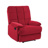 Reclining Chair Red Velvet Upholstery Square Tufted Back Pillowtop Arms Solid Wood Furniture Modern B011P182496