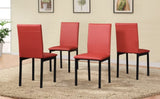 Noyes Faux Leather Seat Metal Frame Dining Chairs, Set of 4, Red T2574P164526