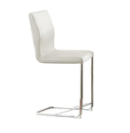 ZUN Modern Elegance White Color Leatherette 2pcs Counter Height Dining Chairs Chrome Metal Legs Dining B011P178975