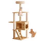 48.8" Modern Cat Tower, Wood Cat Tree Tower for Indoor Cats, Cat Treewith Sisal-Covered Scratching W3101P314628