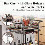 ZUN 2 Tier Bar Cart Wheels, Serving Cart Wheels And 2 Handle, Outdoor Bar Cart For The Home 77151370