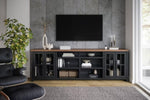 ZUN 96 inch TV Stand Console for TVs up to 100 inches, No Assembly Required, Black and Whiskey Finish B108P160147