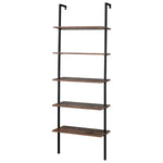 ZUN Industrial Wall Mounted Bookcase 5-Tier Open Ladder Shelf Bookshelf with Metal Frame, 23.6" L x 18960257