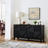 60.5'' Buffet Cabinet with Storage, Farmhouse Fluted Sideboard with Geometric Pattern & Adjustable W1801P288508