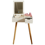 Small Makeup Vanity, Dresser Desk with 2 Drawers , Flip Top Mirror Organizer, Makeup Dressing W760P304948