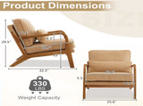 Low Arm Accent Chair - Khaki Corduroy Upholstered Indoor Lounge Chair, Compact Single Seater with 77115487