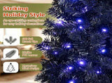 6 FT Black Pre-Lit Christmas Tree with Purple LED Lights, 680 Branch Tips, Gothic Halloween Holiday 65086191