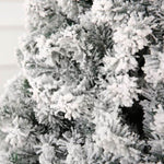 ZUN 7 FT Pre-lit Snow Flocked Christmas Tree, Artificial Hinged Xmas Pine Tree with 1000 Branch Tips, 89281528