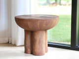 Iris Outdoor Patio Three-Legged Wood-Grain Round MGO Side Table, Brown N775P300880B