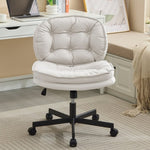 ZUN Armless-Office Desk Chair with Wheels: PU Leather Cross Legged Wide Chair,Comfortable Adjustable 71405818