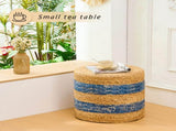 Handmade Woven Foot Stool Natural Water Hyacinth Ottoman for Home Decor & Seating 21252952