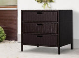 Storage Cabinet for Backyard Pool Area, 3-Drawer Wicker Towel Rack Organizer 08857308