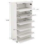 ZUN Mirror Shoe Cabinet With 6 Flip Drawers, Mirror Shoe Rack Organizer Store Ample Shoes, Mirror Shoe W760P206372