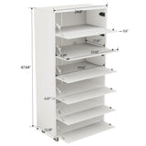 ZUN Mirror Shoe Cabinet With 6 Flip Drawers, Mirror Shoe Rack Organizer Store Ample Shoes, Mirror Shoe W760P206372