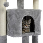 ZUN Modern Small Cat Tree Cat Tower with Sisal Scratching Post, Cozy Condo, Top Perch and Dangling Ball 75440941