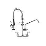 ZUN Commercial Kitchen Faucet, Pre-Rinse Sink Faucet with Pull Down Sprayer - Wall Mount Kitchen Faucet W1225P251012