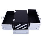 ZUN SM-2176 Aluminum Makeup Train Case Jewelry Box Cosmetic Organizer with Mirror 9"x6"x6" Silver 05418459