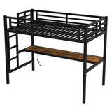 Metal Twin XL Size Loft Bed with Power Outlet and LED Lighted, Space-Saving, Noise Reduced, Black W1580P251090