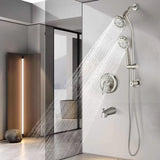 Drill-Free Stainless Steel Slide Bar Combo Rain Showerhead 7-Setting Hand, Dual Shower Head Spa W1219P155531