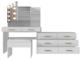Large Makeup Vanity with Lights, Vanity Table with Charging Station, Vanity Desk with Mirror and 10 28093382