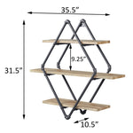 ZUN Mankato Oak and Sandy Black 3-Tier Wall Shelf B062P184606